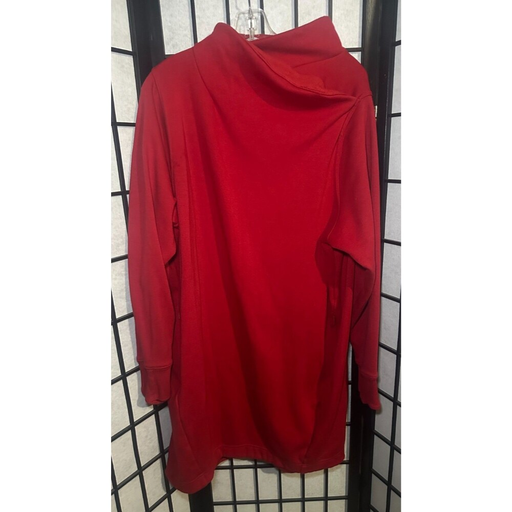 Athleta Cozy Karma Mock Neck Dress Sz 1X Candy Red Zip Pockets